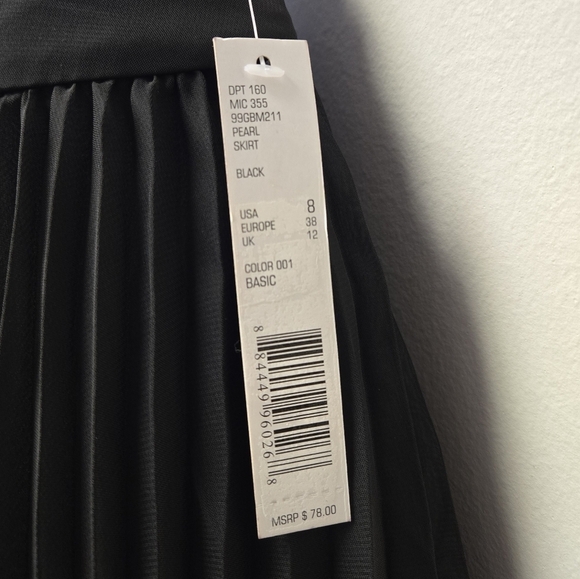 Gianni Bini Pleated A-line Mini Pearl Skirt Black 8 - Picture 8 of 9